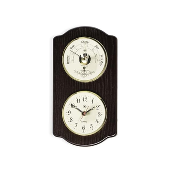 Bey Berk International Bey-Berk International WS413 Brass Quartz Clock Barometer with Thermometer - Ash Wood WS413 - main